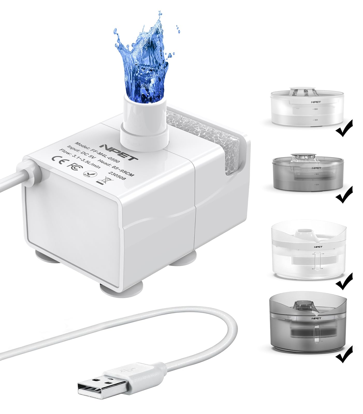 Fuente De Agua Para Perros Npet Df10 5l Con Kit De Limpieza Y Filtro - Venta Internacional.