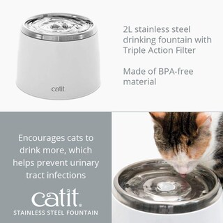 Foto 3 | Fuente De Agua Para Gatos Catit Fresh & Clear De Acero Inoxidable, 1,9 L - Venta Internacional.