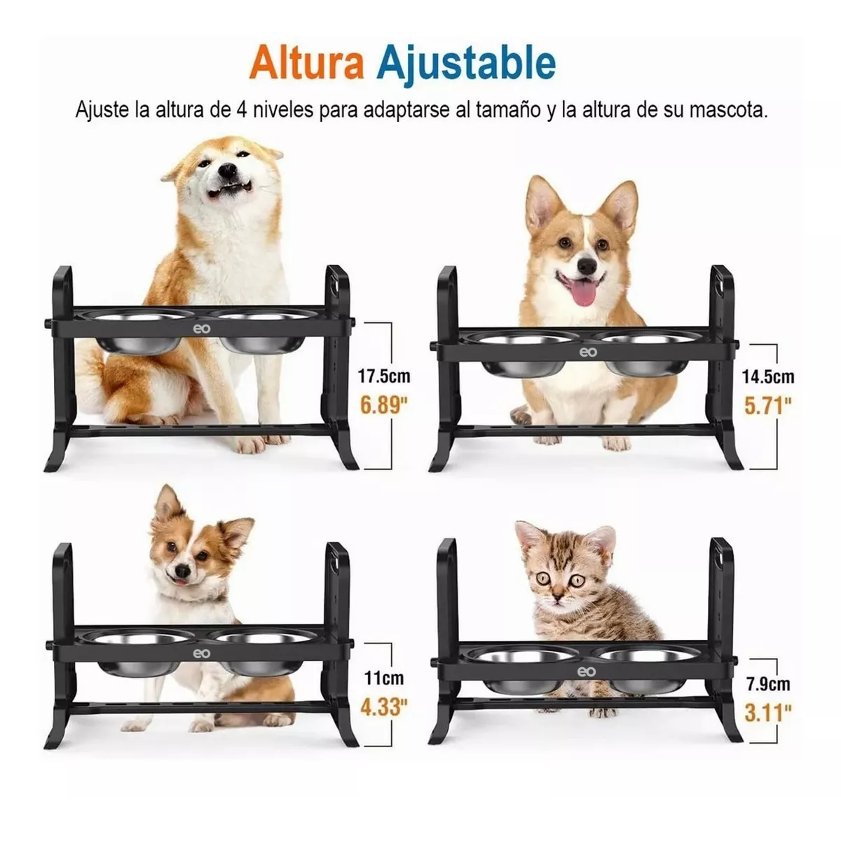 Foto 4 pulgar | Comedero Elevado Para Perro Gatos Mascotas, Plato Plegable Eo Safe Imports Esi-8427-1 Negro
