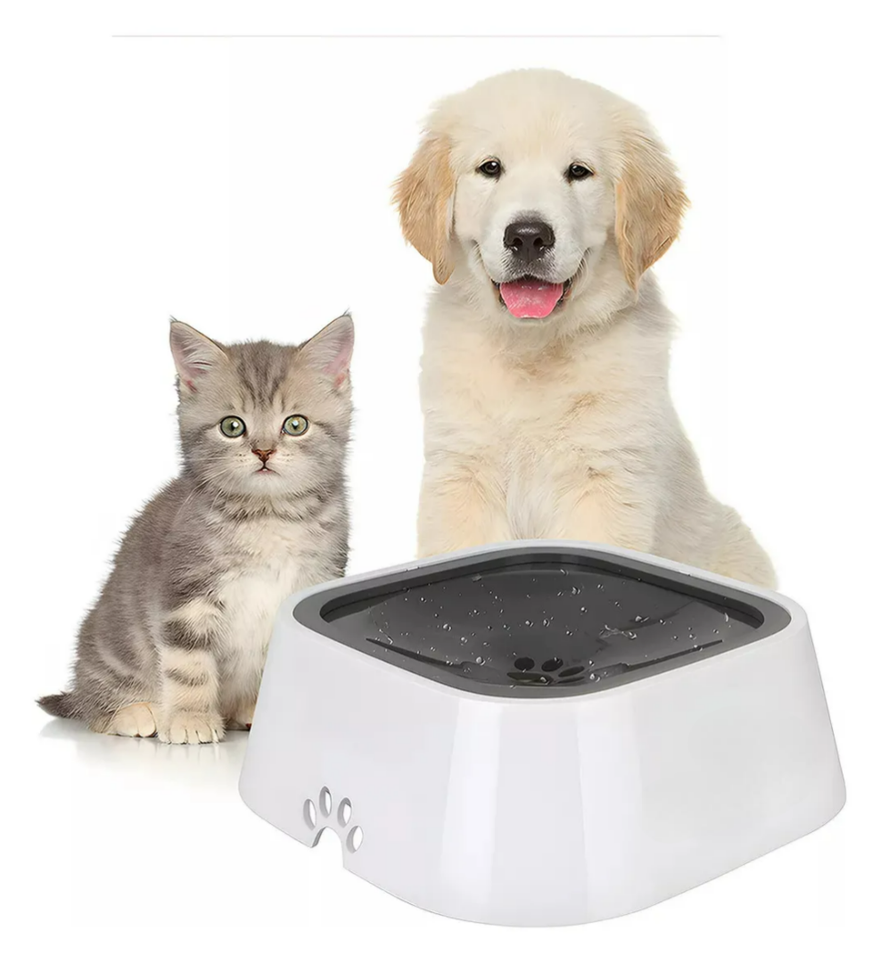 Tazón De Agua Para Perro Y Gato Bebedero Sin Derrames 1l Color Blanco Xtellar