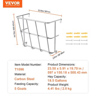 Foto 7 | Alimentador De Ganado Vevor, 70 L, De Acero Pesado, Para Heno Para Cabras - Venta Internacional.