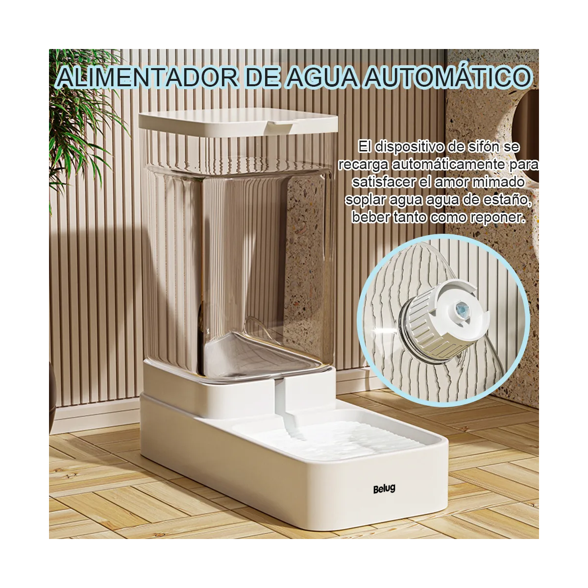Foto 3 | Dispensador Automático De Agua Para Perros Y Gatos Belug 3.8l Blanco