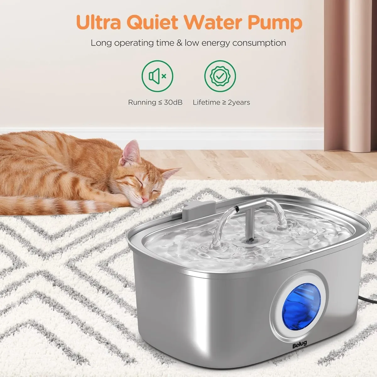 Foto 3 | Fuente Para Gatos Bebedero Belug Perro Acero Inoxidable 108oz 3.2l