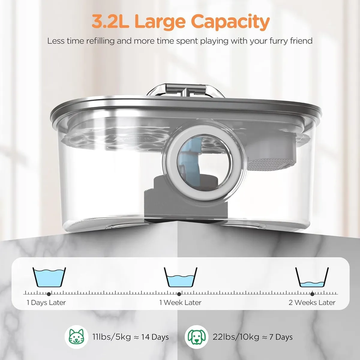 Foto 5 | Fuente Para Gatos Bebedero Belug Perro Acero Inoxidable 108oz 3.2l