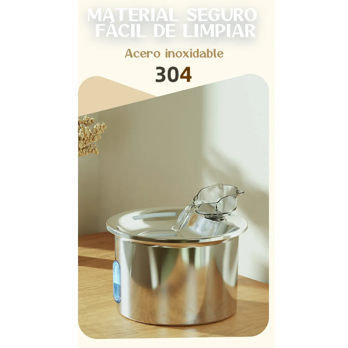 Foto 4 | 2.2l Bebedero Lab.gfuente Para Gatos Perros Acero Inoxidable