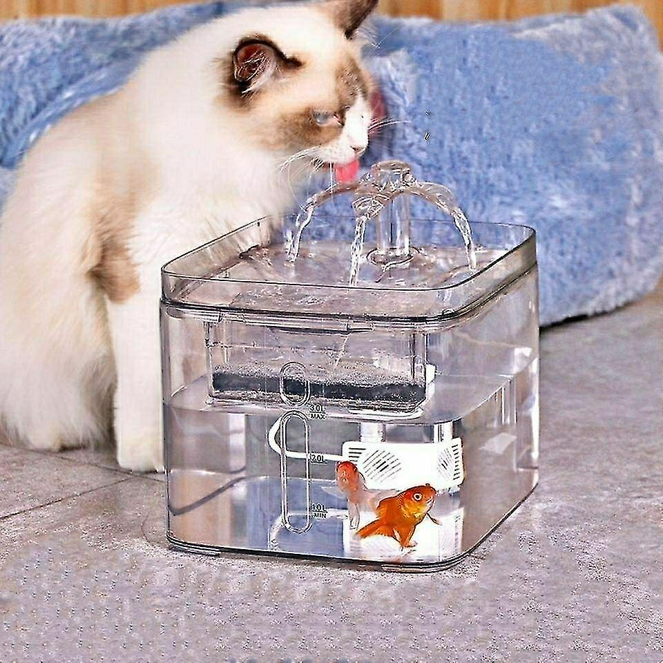 Foto 3 pulgar | Fuente De Agua Huoguo 3l Cuadrada Transparente Para Gato Y Perro - Venta Internacional.