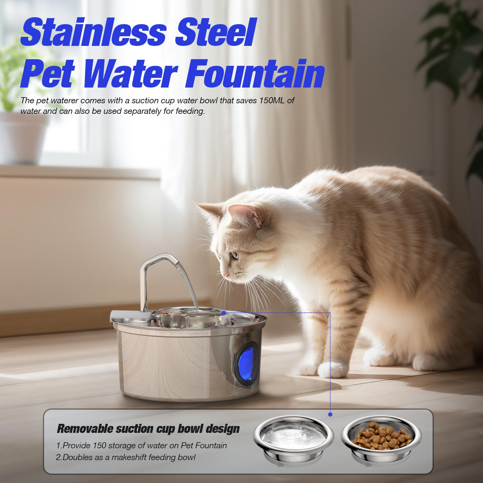 Foto 5 pulgar | Fuente De Agua Para Gatos Kittyspout De Acero Inoxidable 3,2 L - Venta Internacional.