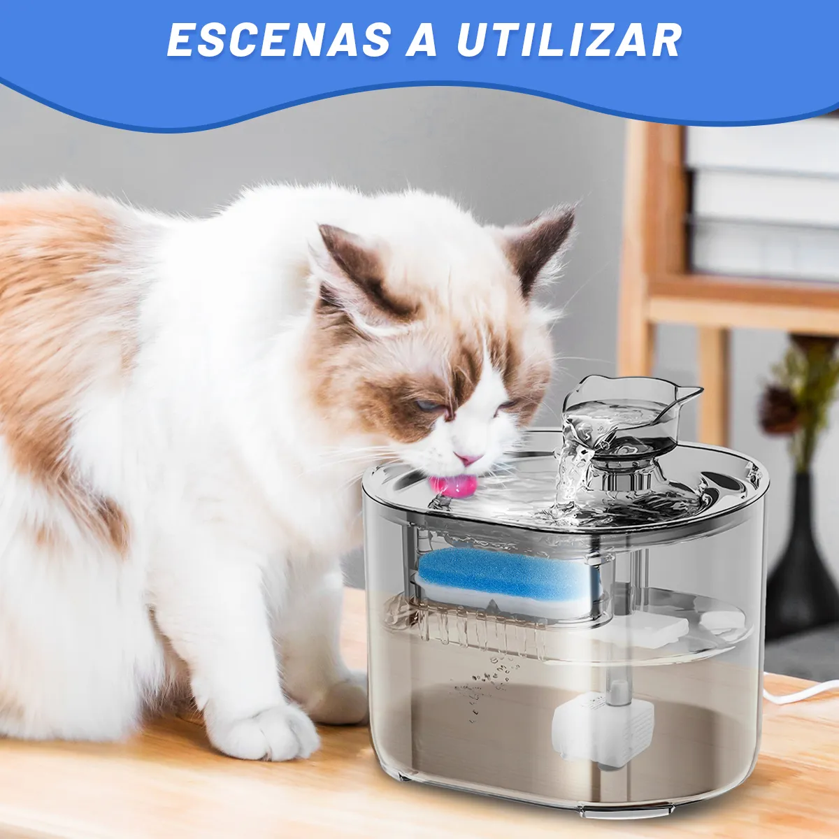 Foto 5 pulgar | Filtros Lab.g Fuentes Mascotas Repuesto Para Bebedero 8 Pzs Blanco Azul