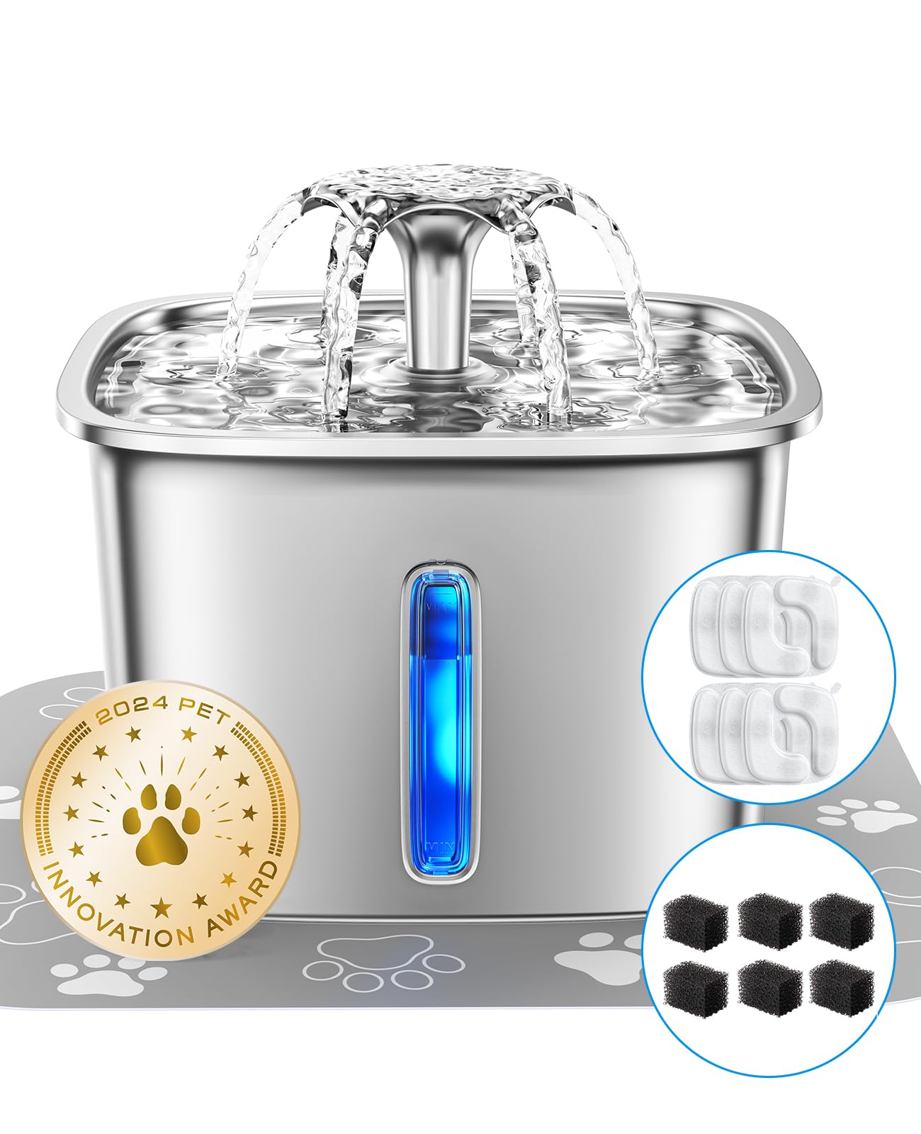 Foto 1 | Fuente De Agua Cat Veken De Acero Inoxidable De 2 8 L Con Filtros - Venta Internacional.
