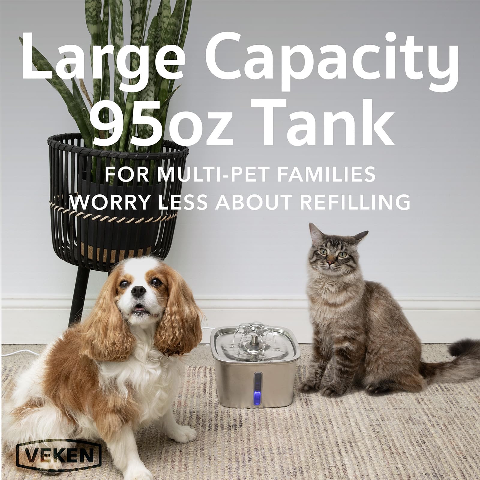 Foto 3 | Fuente De Agua Cat Veken De Acero Inoxidable De 2 8 L Con Filtros - Venta Internacional.