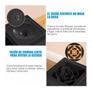 Foto 2 | Soporte Para Tazón Ajustables Grandes 4 Alturas Negro para Perro