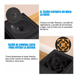 Foto 2 | Soporte Para Tazón Ajustables Grandes 4 Alturas Negro para Perro