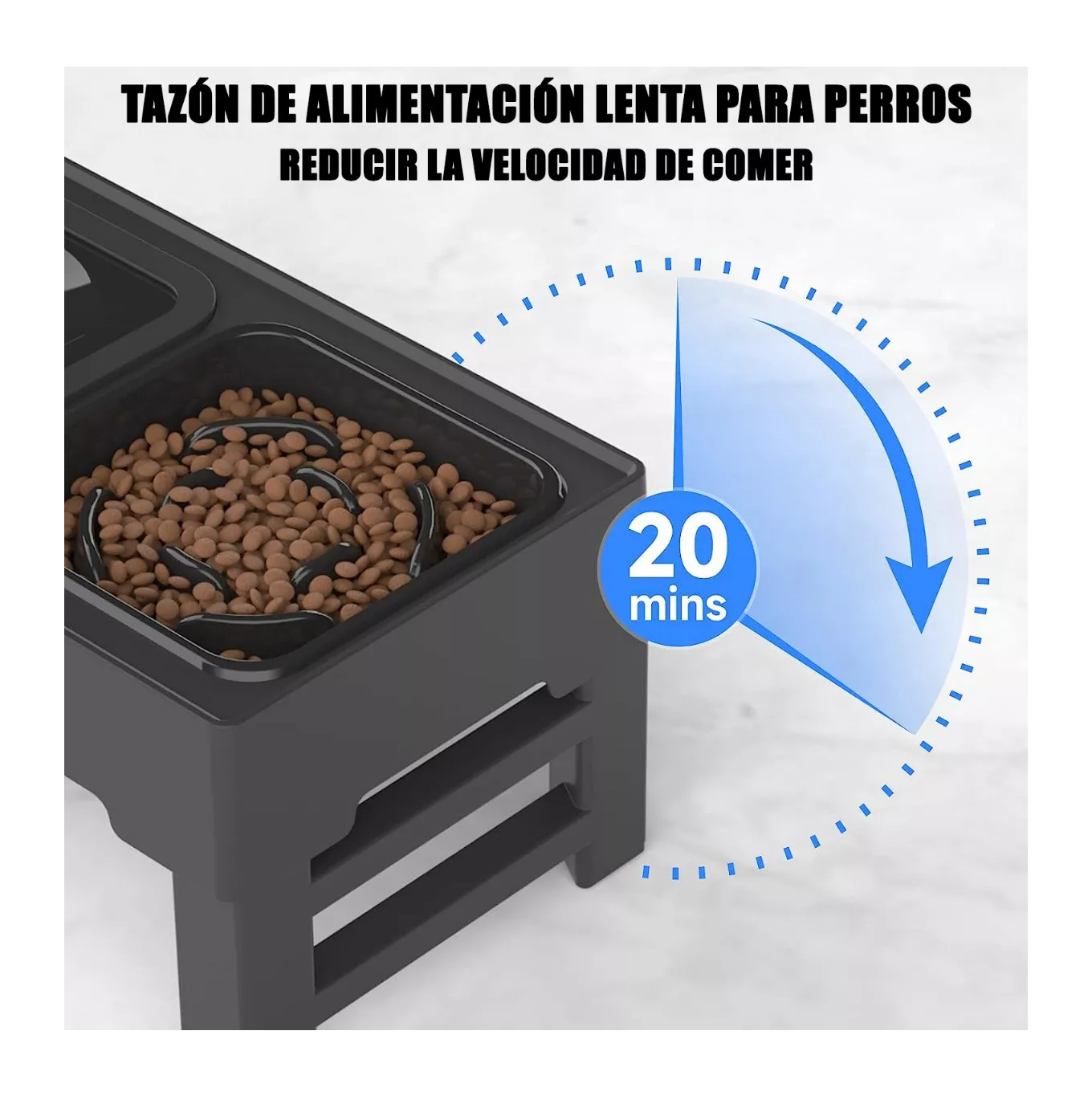 Foto 5 pulgar | Soporte Para Tazón Ajustables Grandes 4 Alturas Negro para Perro