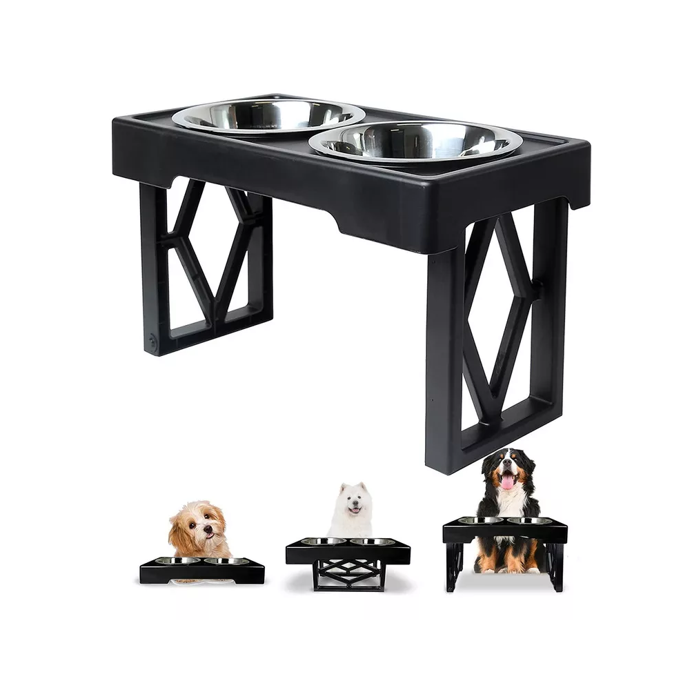 Foto 3 pulgar | Cuencos Elevados Ajustable con Doble Cuenco Negro para Perro