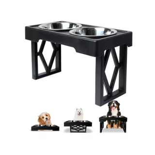 Foto 2 | Cuencos Elevados Ajustable con Doble Cuenco Negro para Perro
