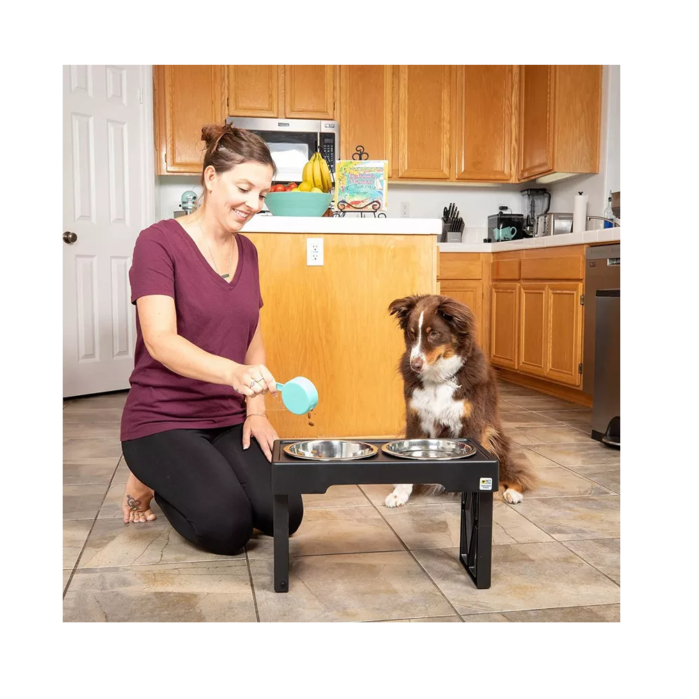 Foto 5 pulgar | Cuencos Elevados Ajustable con Doble Cuenco Negro para Perro