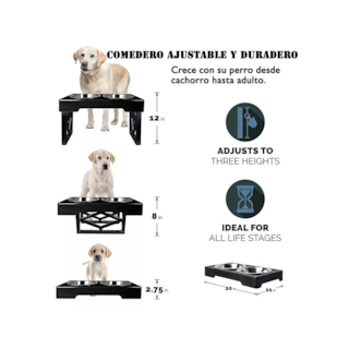Foto 5 | Cuencos Elevados Ajustable con Doble Cuenco Negro para Perro