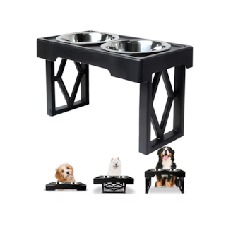 Foto 2 | Cuencos Elevados Ajustable con Doble Cuenco color Negro para Perro
