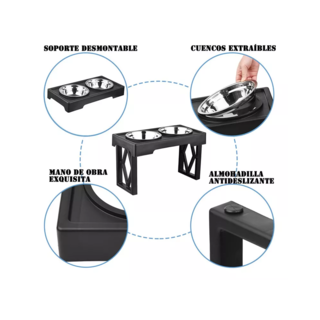 Foto 3 | Cuencos Elevados Ajustable con Doble Cuenco color Negro para Perro