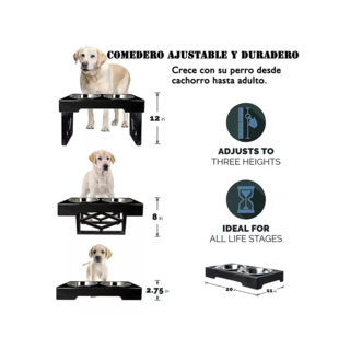 Foto 5 | Cuencos Elevados Ajustable con Doble Cuenco color Negro para Perro
