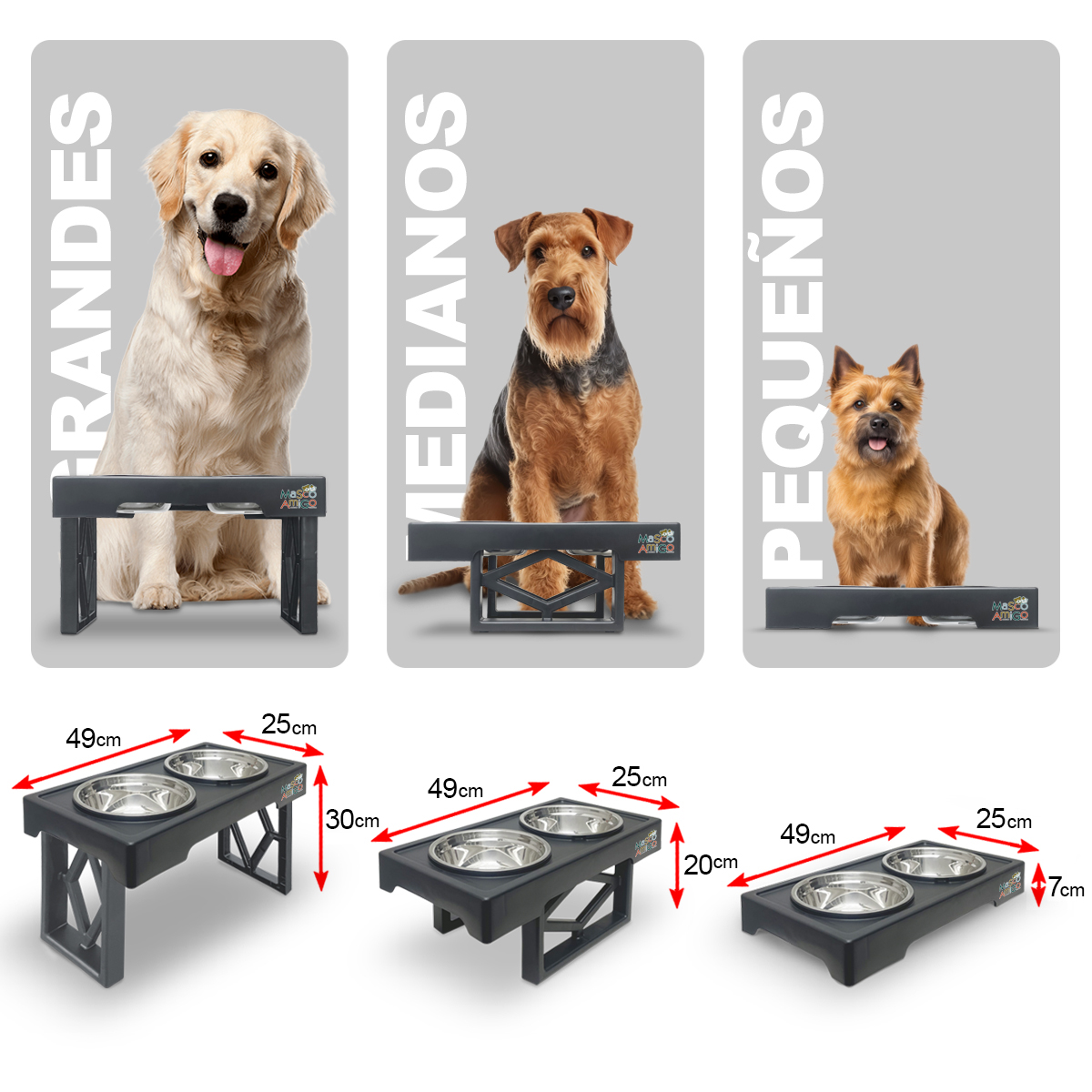 Foto 3 pulgar | Comedero/bebedero Elevado Para Perros Y Gatos Mascoamigo | Cuencos Para Mascotas Con Soporte Elevado | Cuenta Con 3 Alt