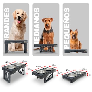 Foto 2 | Comedero/bebedero Elevado Para Perros Y Gatos Mascoamigo | Cuencos Para Mascotas Con Soporte Elevado | Cuenta Con 3 Alt