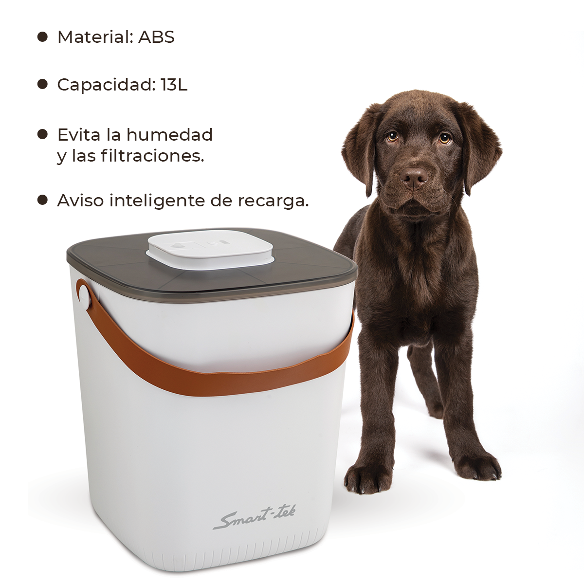 Foto 3 pulgar | Contenedor De Alimento Croquetas Hermético Inteligente Para Mascotas 13l Color Blanco Smart-tek