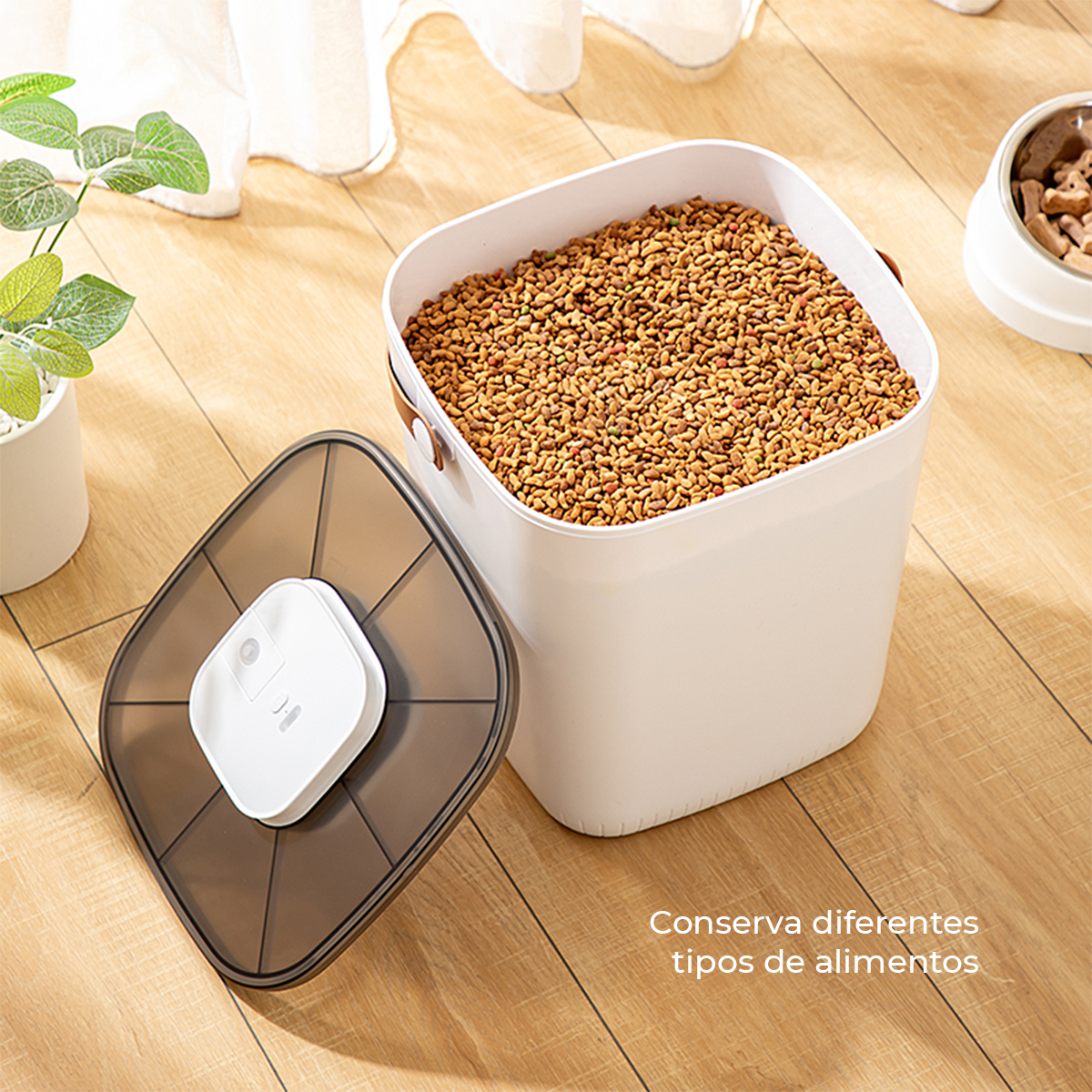 Foto 5 pulgar | Contenedor De Alimento Croquetas Hermético Inteligente Para Mascotas 13l Color Blanco Smart-tek