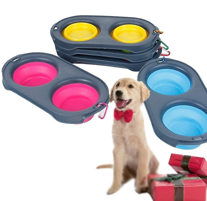 Cuenco Plegable De Silicona Para Perros Con Doble Cuenco Para Comida Y Agua - Venta Internacional.