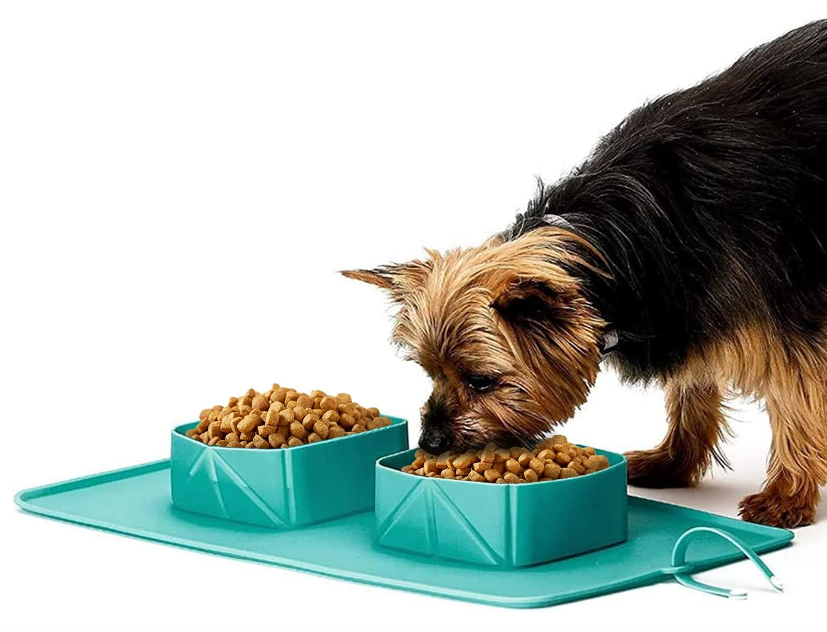 Foto 3 | Plato Para Perro Y Gato Antideslizante Portátil Enrollable Ecológico Turquesa Bluelander