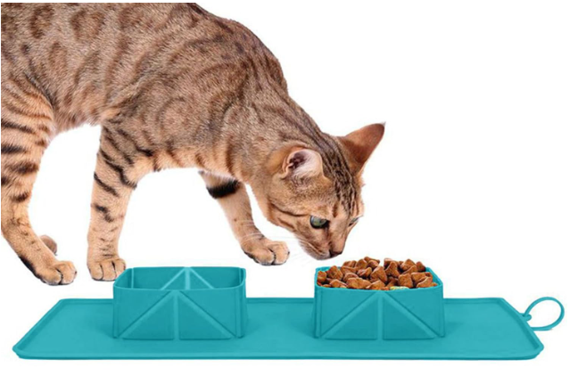 Foto 4 | Plato Para Perro Y Gato Antideslizante Portátil Enrollable Ecológico Turquesa Bluelander