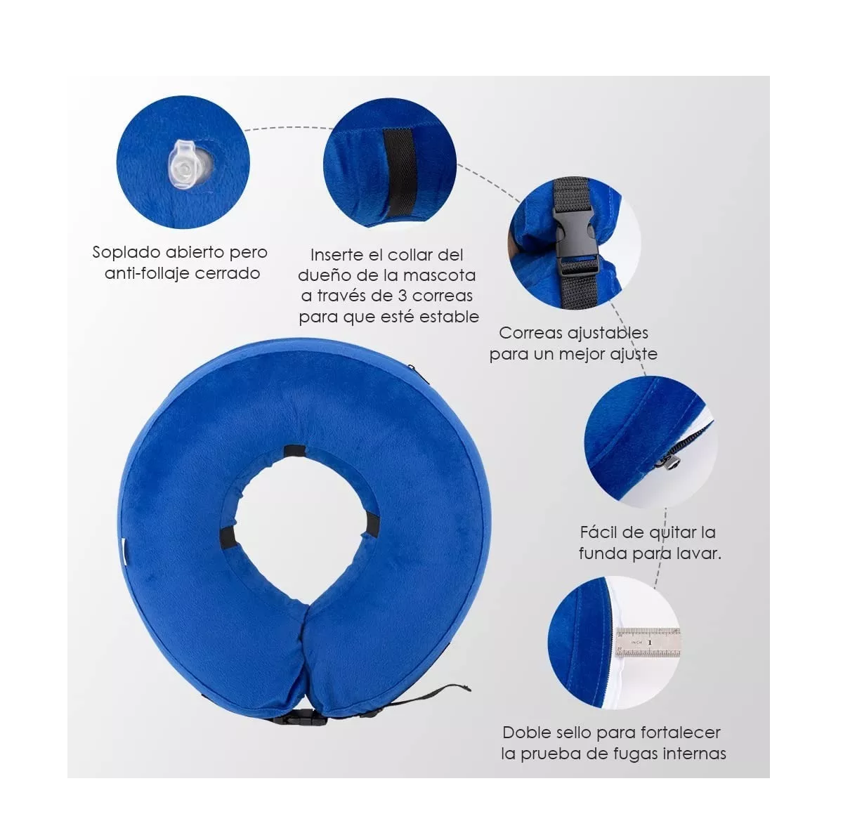 Foto 5 pulgar | Collar Inflable Belug color Azul para Mascota