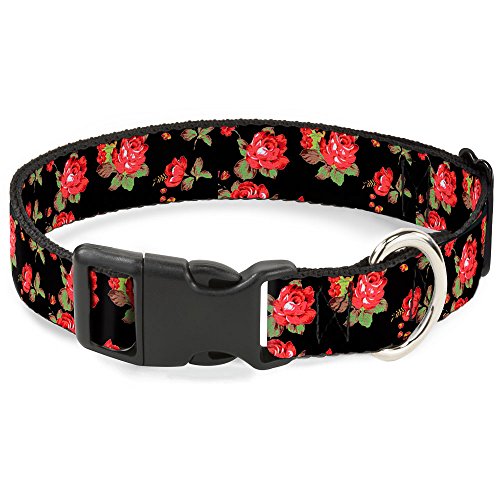 Foto 2 pulgar | Venta Internacional - Collar Para Perro Con Hebilla Diseño de Rosas Rojas Dispersas Negro