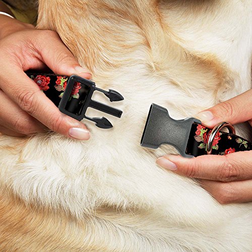 Foto 3 pulgar | Venta Internacional - Collar Para Perro Con Hebilla Diseño de Rosas Rojas Dispersas Negro