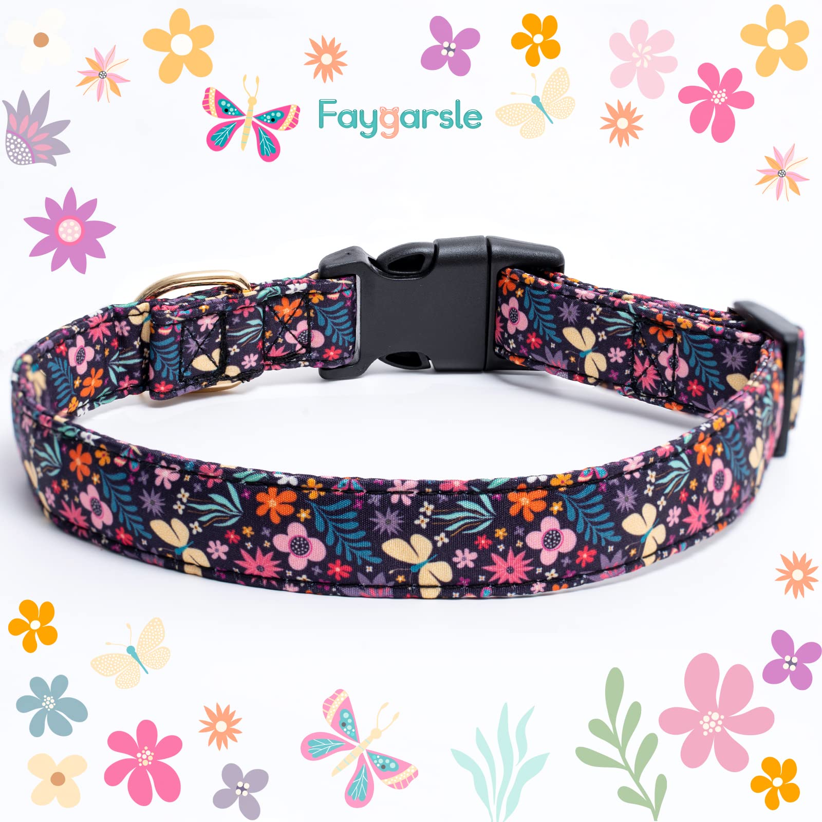 Foto 4 pulgar | Collar Para Perro Faygarsle Cotton Designer Con Dijes De Flores - Venta Internacional.