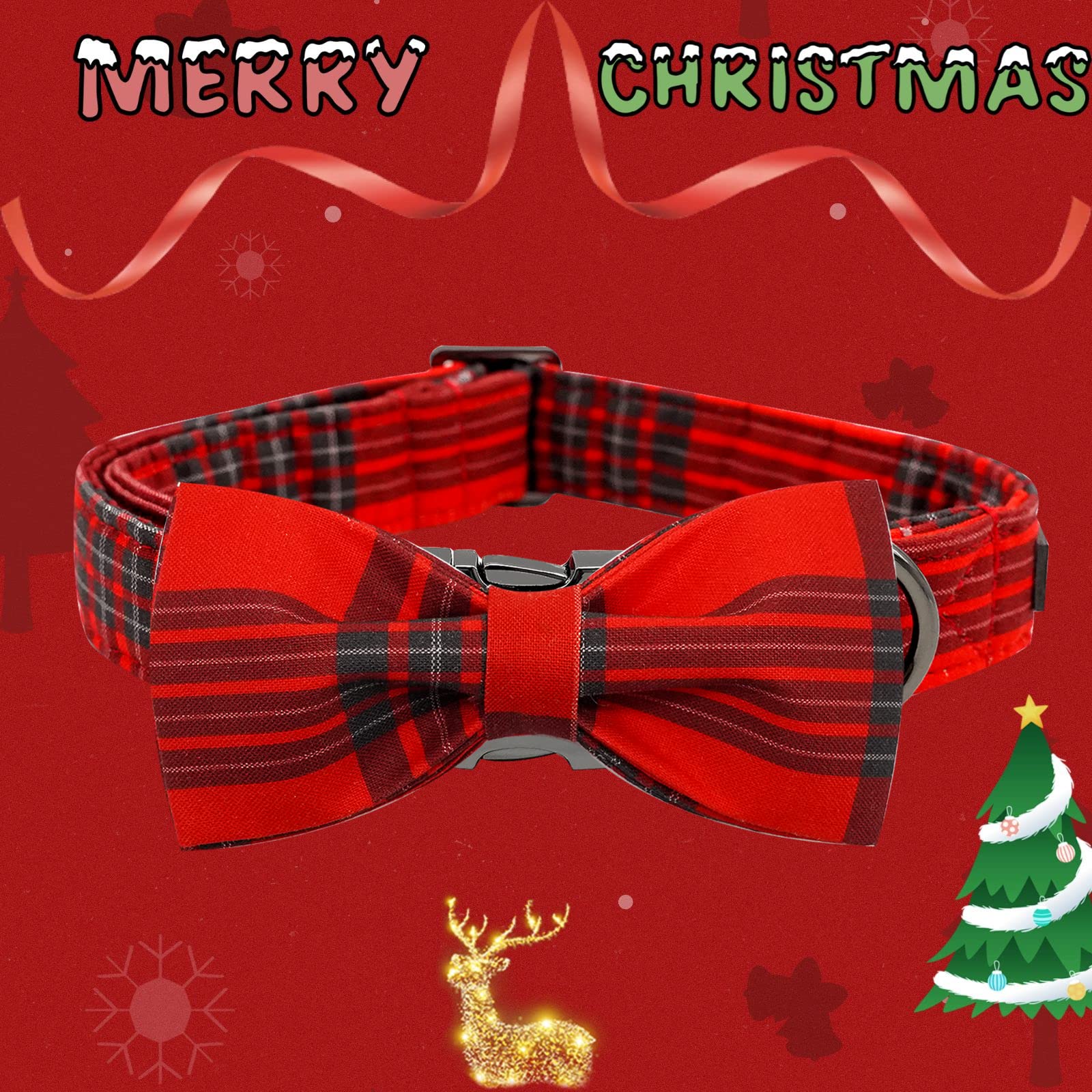 Foto 3 | Collar Para Perro, Elegante Diseño De Tartán Navideño Con Forma De Coleta - Venta Internacional.