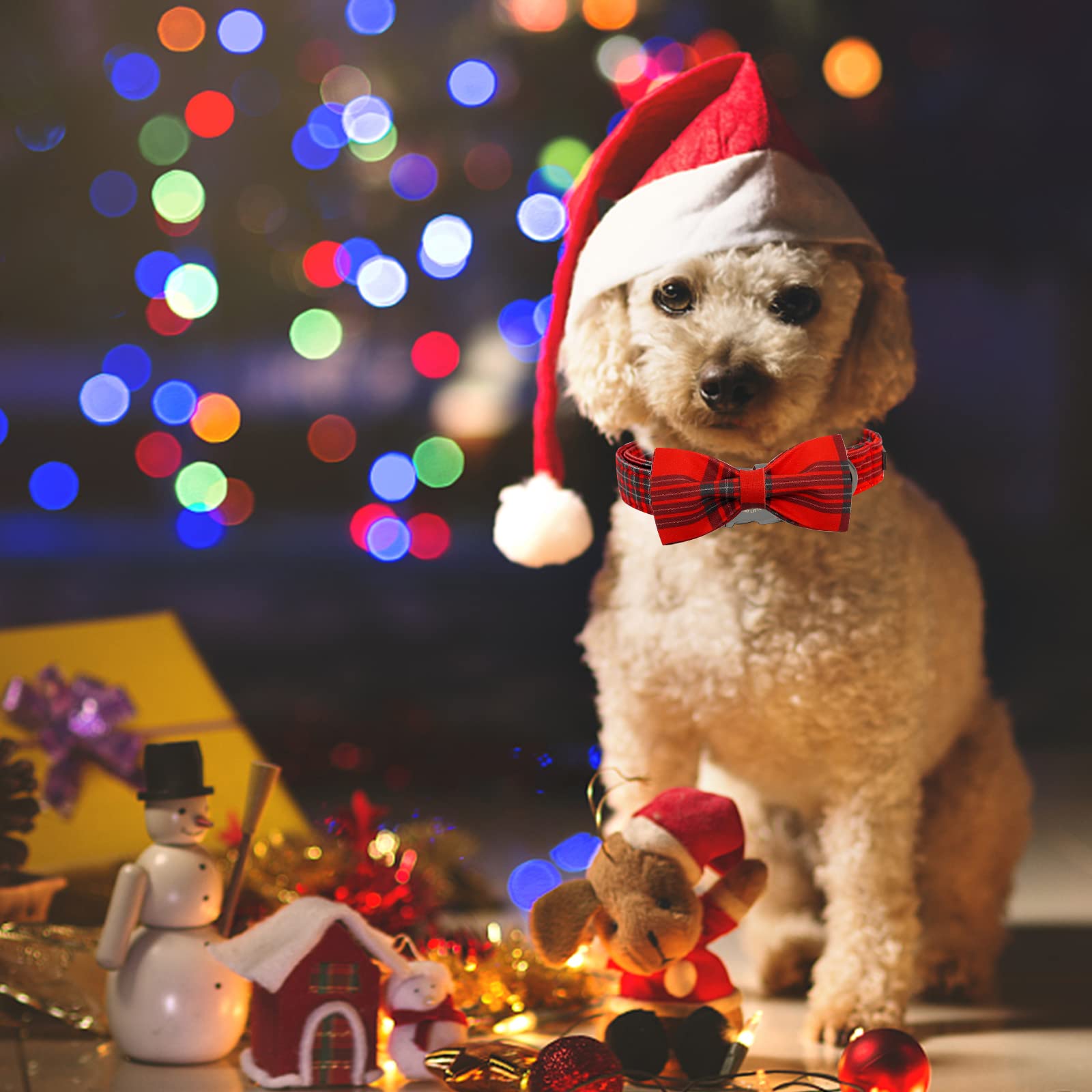 Foto 5 | Collar Para Perro, Elegante Diseño De Tartán Navideño Con Forma De Coleta - Venta Internacional.