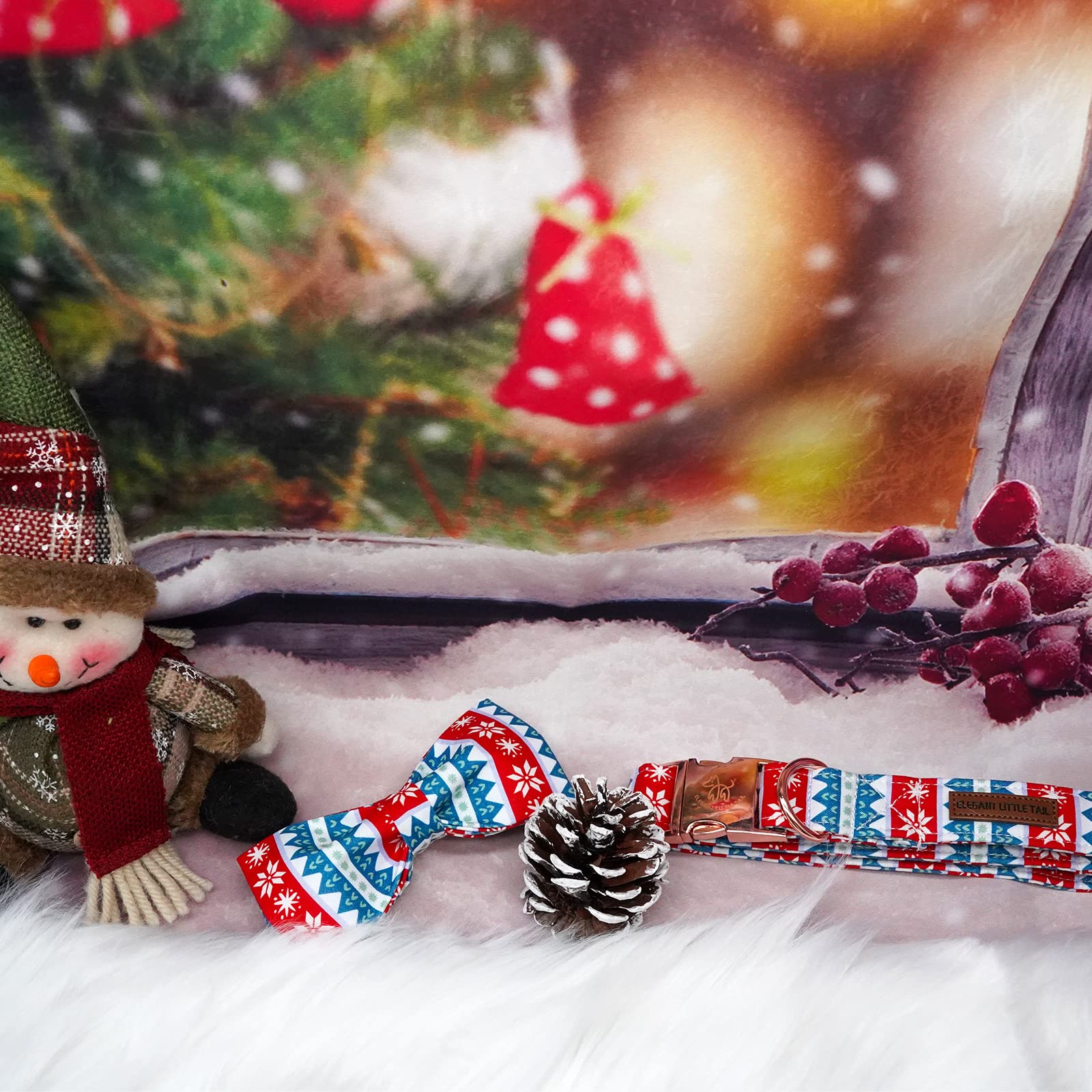 Foto 4 | Collar Para Perro, Elegante Collar De Algodón Con Diseño Navideño De Cola Pequeña - Venta Internacional.