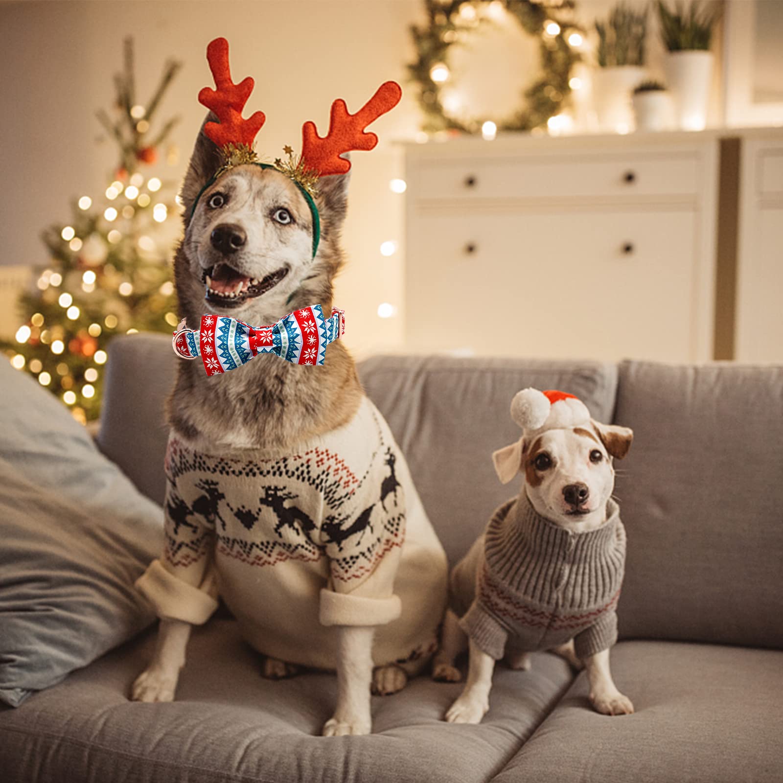 Foto 6 | Collar Para Perro, Elegante Collar De Algodón Con Diseño Navideño De Cola Pequeña - Venta Internacional.