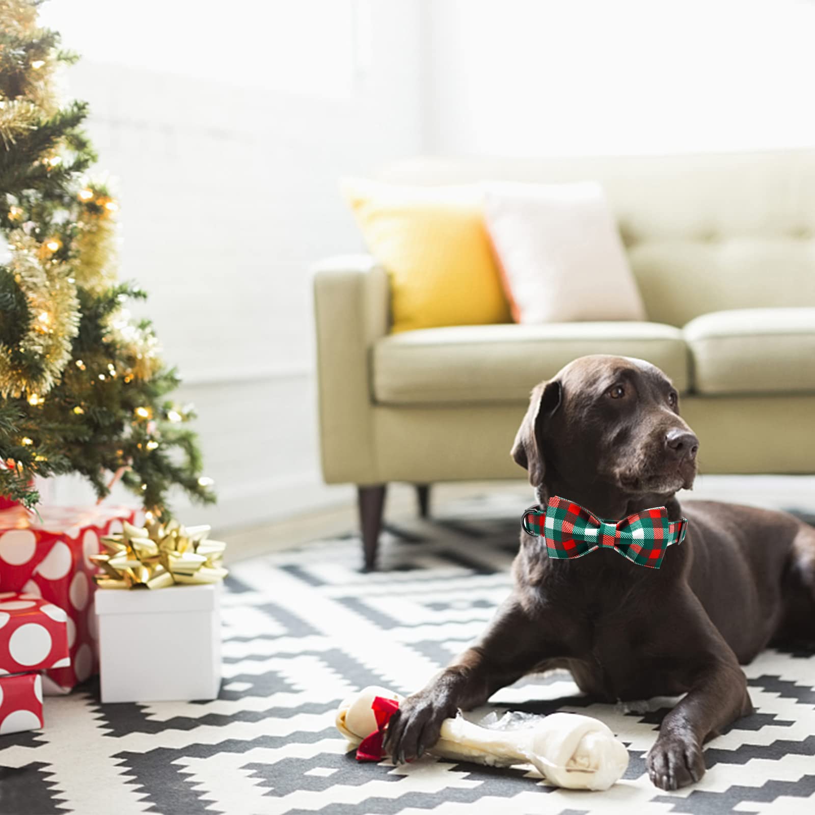 Foto 5 | Collar Para Perro, Elegante Diseño De Tartán Navideño Con Forma De Coleta - Venta Internacional.