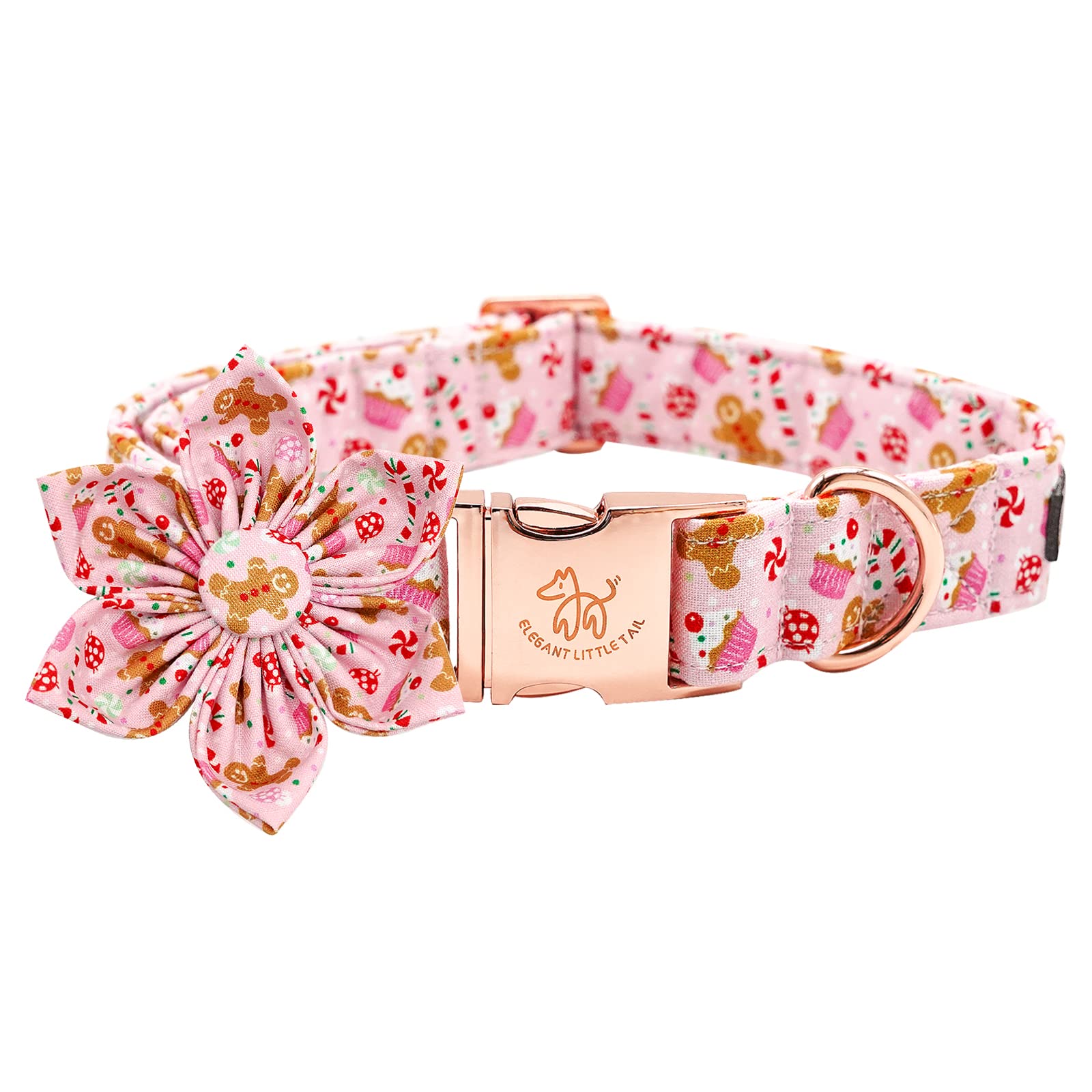 Collar Para Perro Elegante Coleta Con Diseño Navideño De Flores - Venta Internacional.