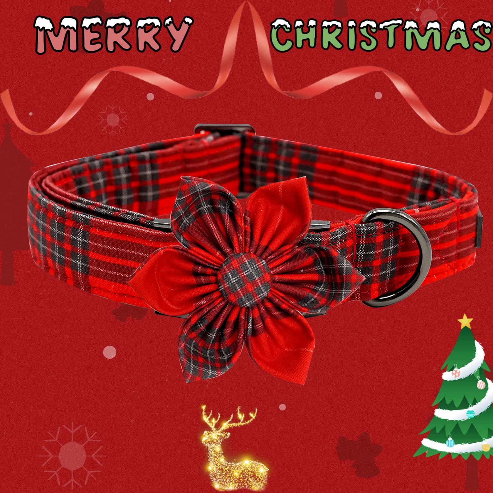 Foto 4 pulgar | Collar Para Perro Elegante Coleta Con Diseño Navideño De Flores - Venta Internacional.