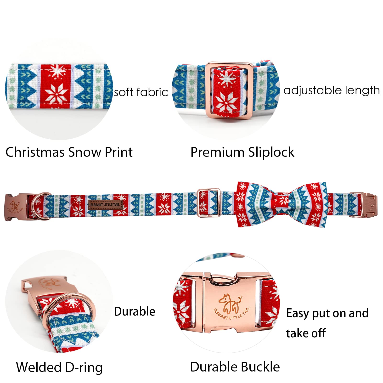 Foto 3 pulgar | Collar Para Perro Elegante Con Forma De Cola Pequeña, Diseño Navideño De Nieve - Venta Internacional.