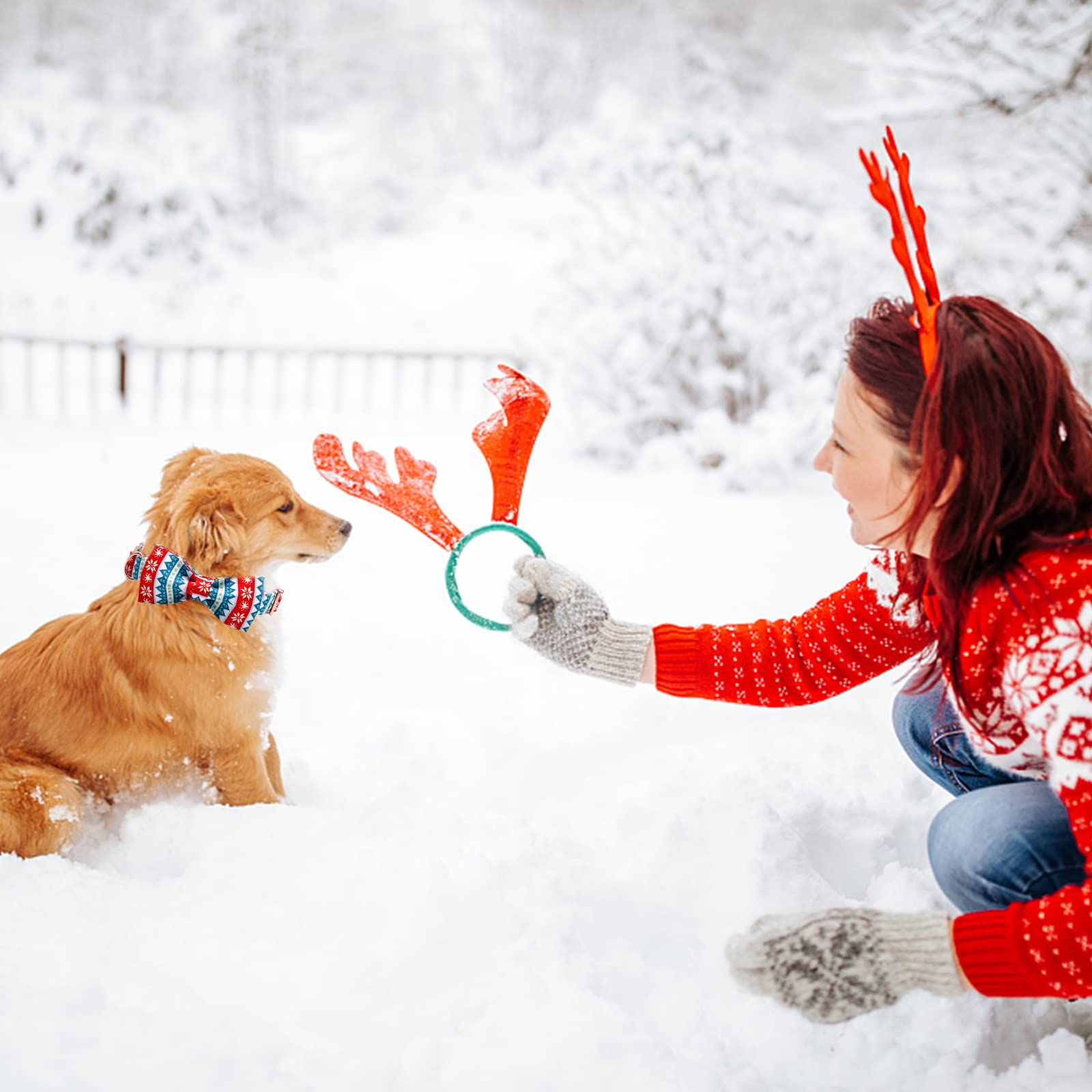 Foto 5 | Collar Para Perro Elegante Con Forma De Cola Pequeña, Diseño Navideño De Nieve - Venta Internacional.