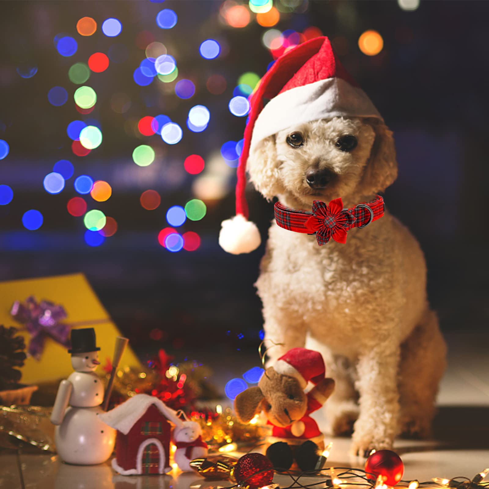 Foto 6 pulgar | Collar Para Perro Elegante Coleta Con Diseño Navideño De Flores - Venta Internacional.