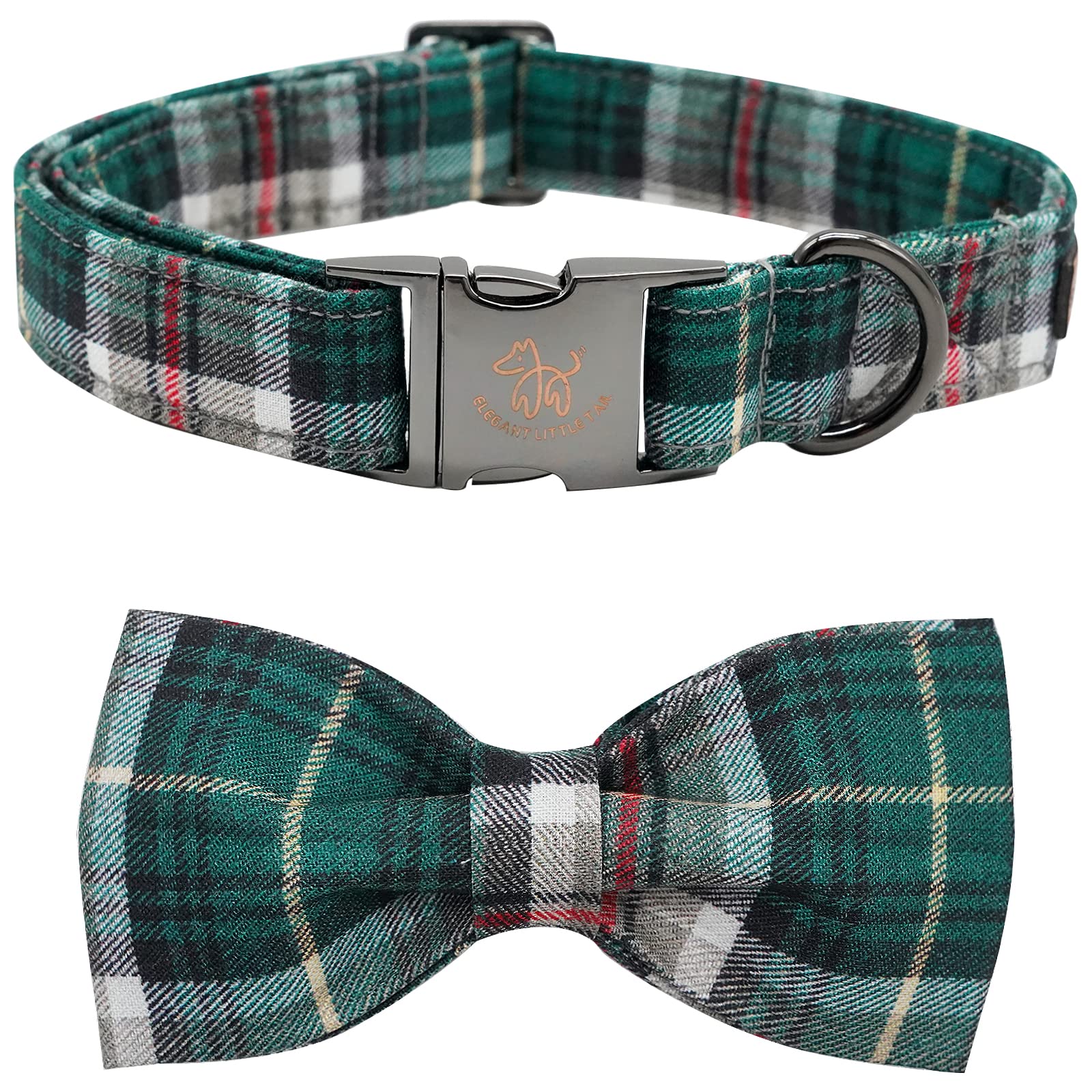 Collar Para Perro, Elegante Diseño De Tartán Navideño Con Forma De Coleta - Venta Internacional.