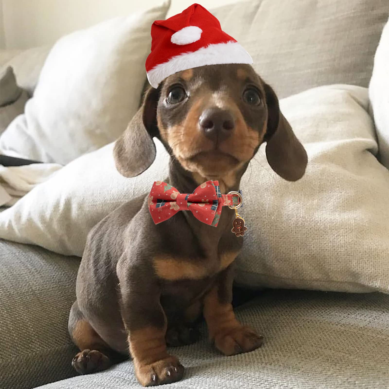 Foto 6 | Collar Navideño De Algodón Con Pajarita Verde Y Rojo Para Perros - Venta Internacional.