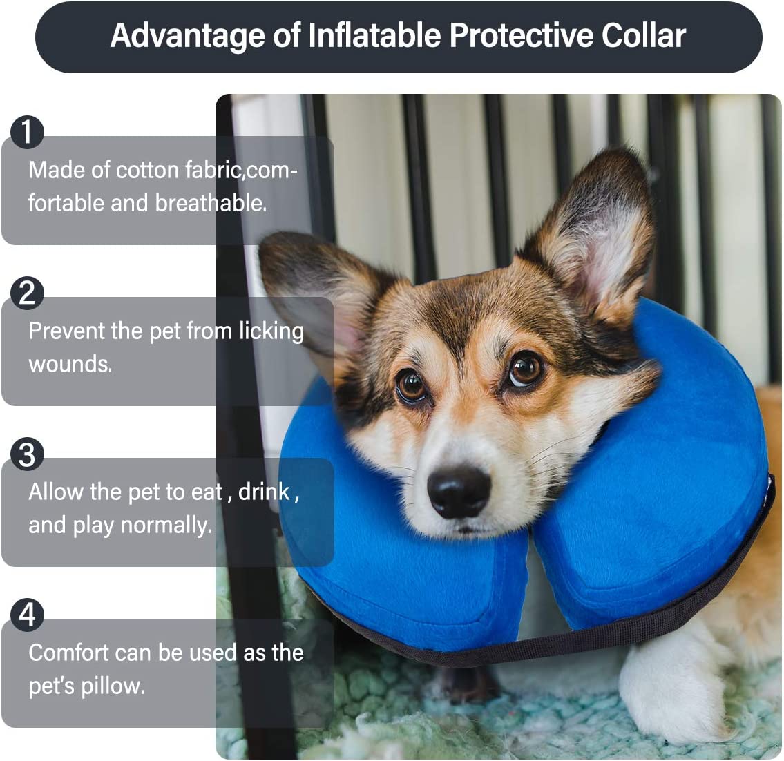 Collar Inflable En Forma De Cono De Recuperación Para Perros Y Gatos - Venta Internacional.