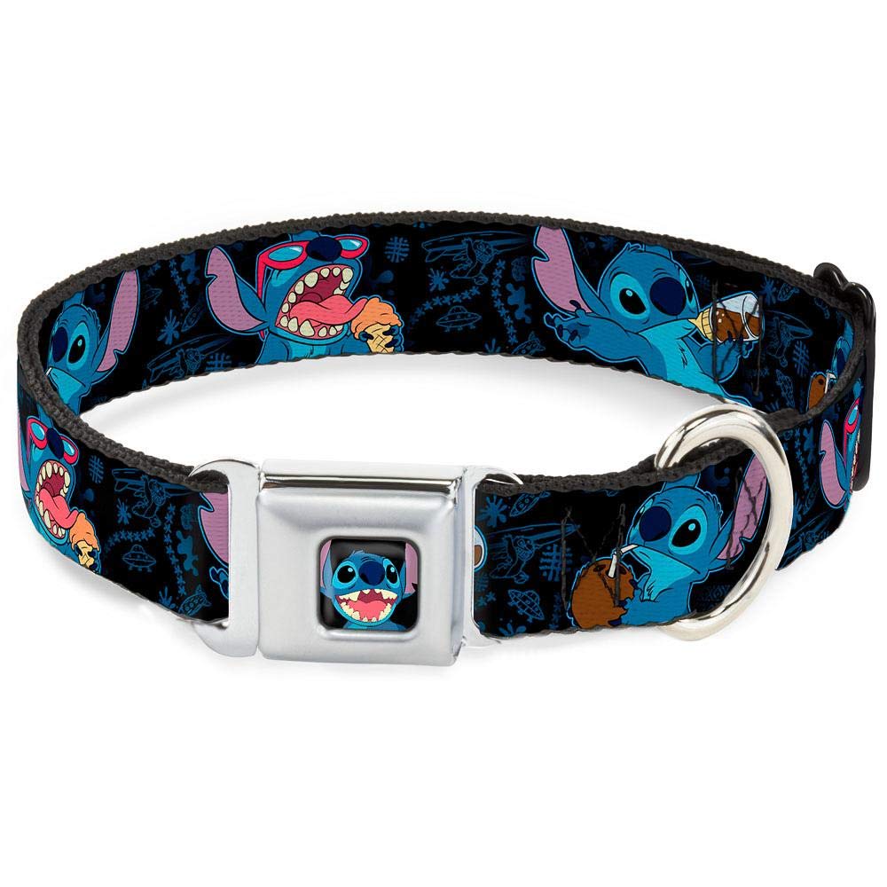 Foto 2 pulgar | Collar De Perro Con Puntadas Abrochadas Para Picar, Color Negro/azul, 1 Cm  - Venta Internacional.