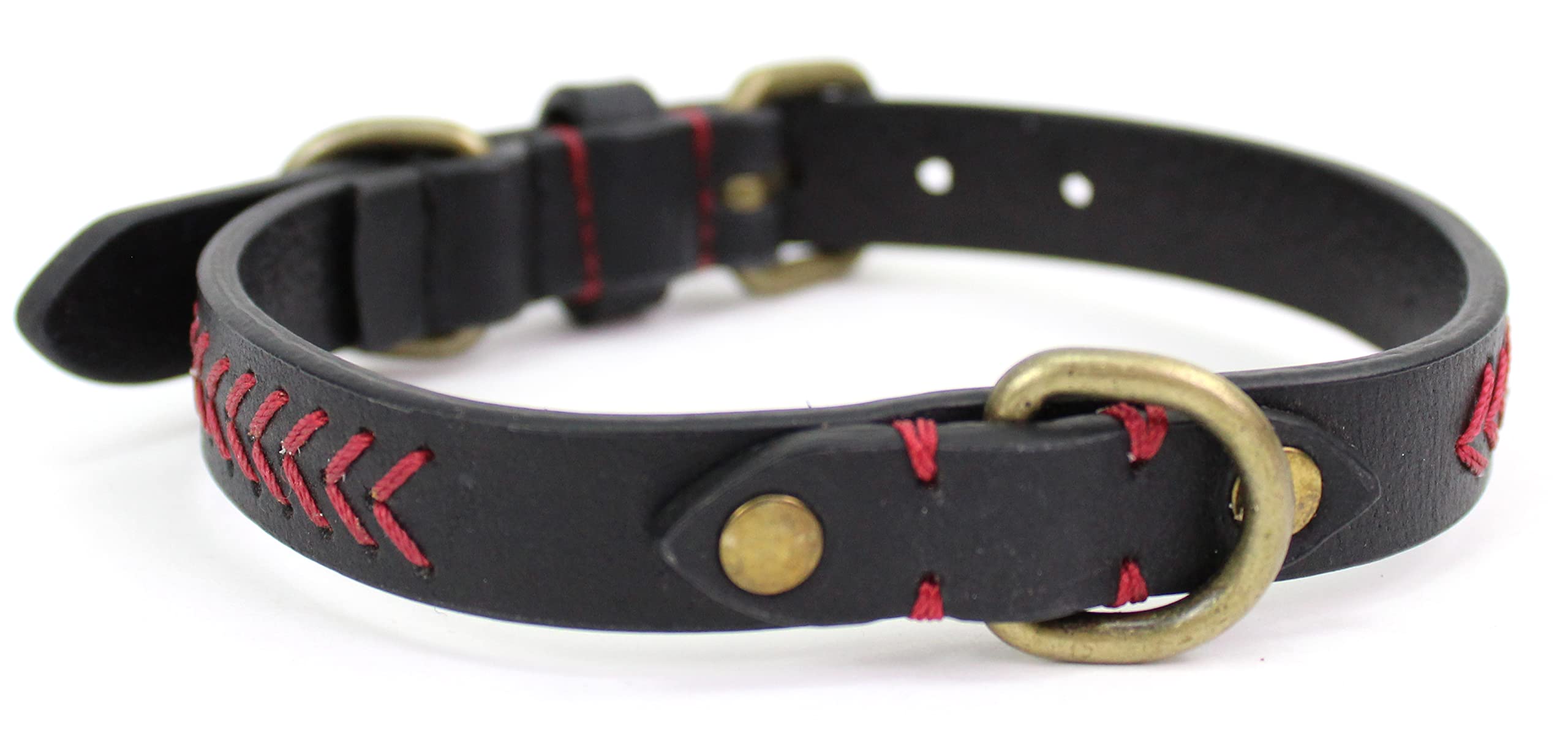 Foto 3 | Collar Para Perro Rawlings De Cuero Con Puntadas De Béisbol, Tamaño Pequeño, Negro - Venta Internacional.